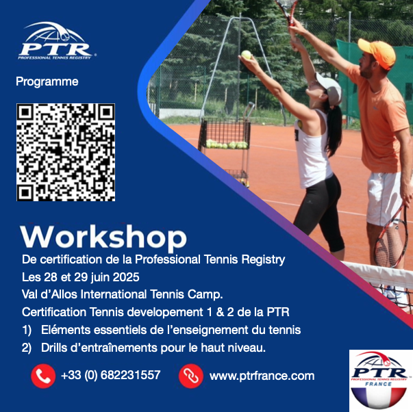 Patch de presentation du workshop de certification de la Professional Tennis registry en France les 26 et 27 avril 2025 prêt de Geneve